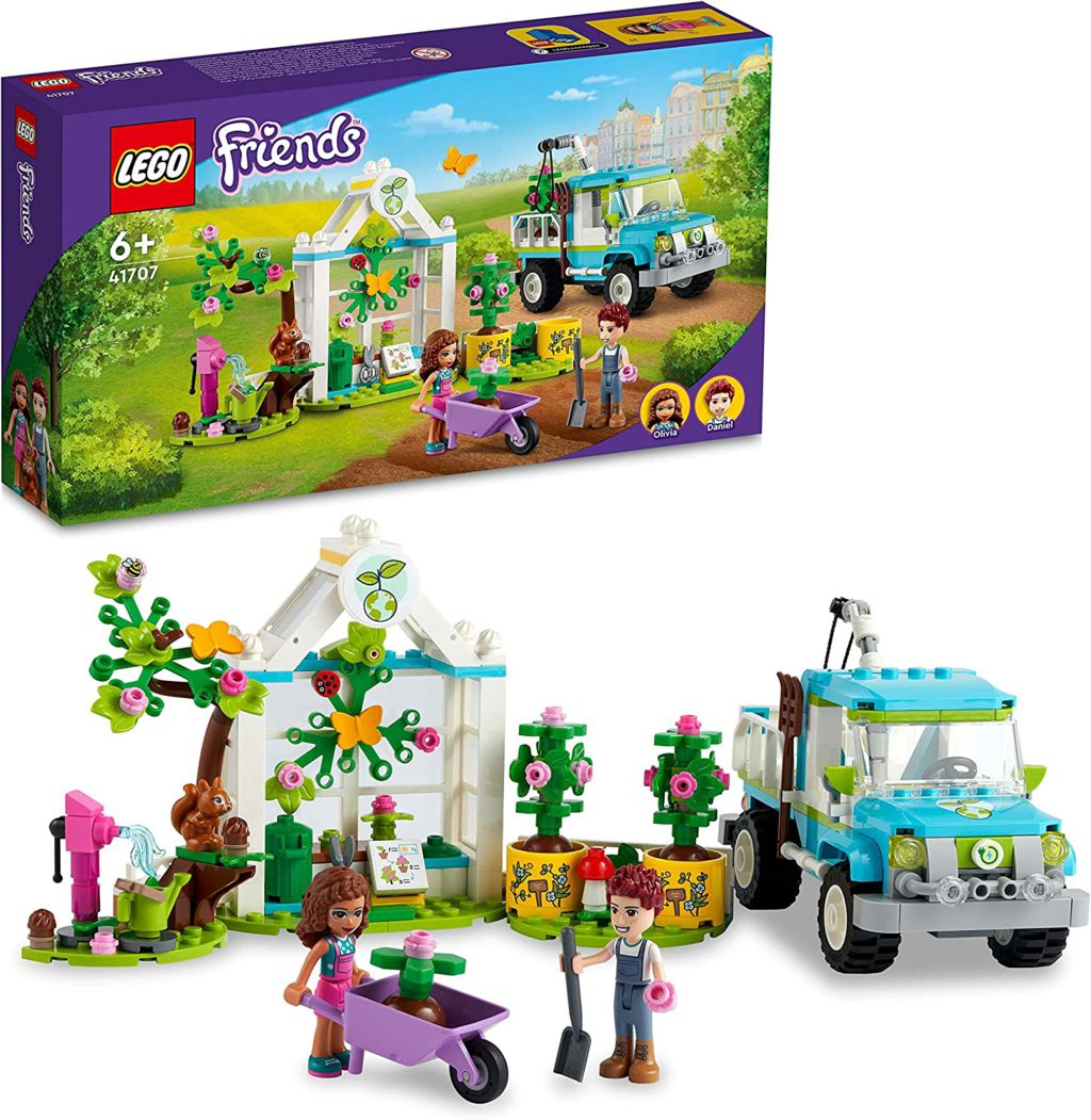 LEGO 41707 Friends Tree-Planting Vehicle Flower Garden Building Toy with Car, Olivia Mini Doll and Animal Figures