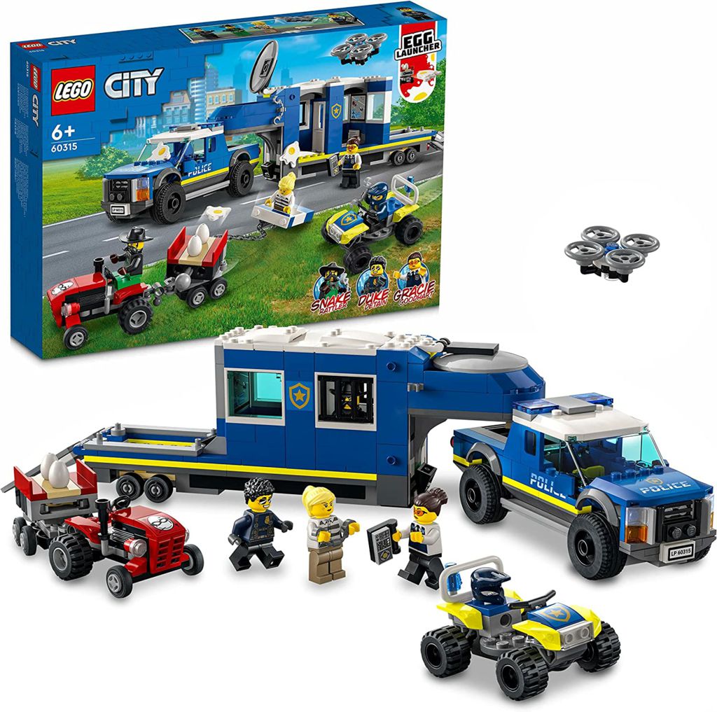 LEGO 60315 City Police Mobile Command Truck with Prison Trailer, ATV, Drone, Tractor  4 Minfigures