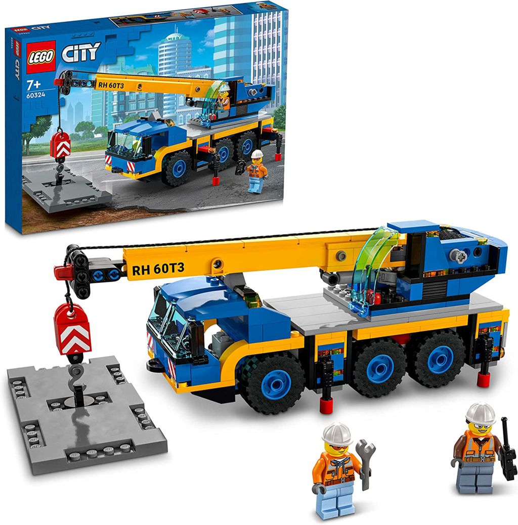 LEGO 60324 City Great Vehicles Mobile Crane Truck Toy, Construction Vehicle