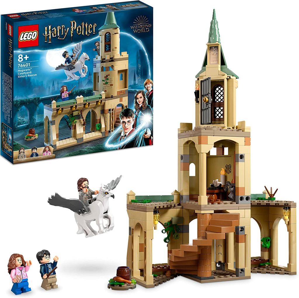 LEGO 76401 Harry Potter Hogwarts Courtyard: Sirius’s Rescue Castle Tower Toy, with Buckbeak Hippogriff Figure and Prison Cell