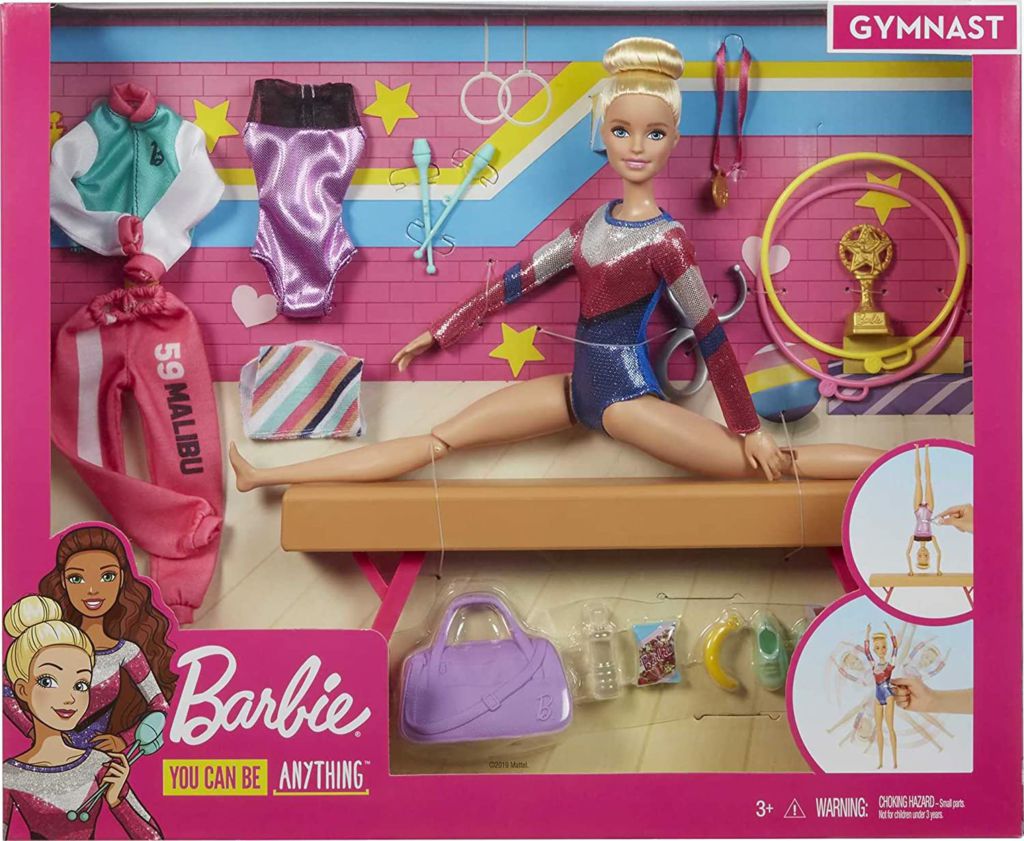 Barbie Gymnastics Playset, Barbie Doll with Twirling Feature, Balance Beam, 15+ Accessories