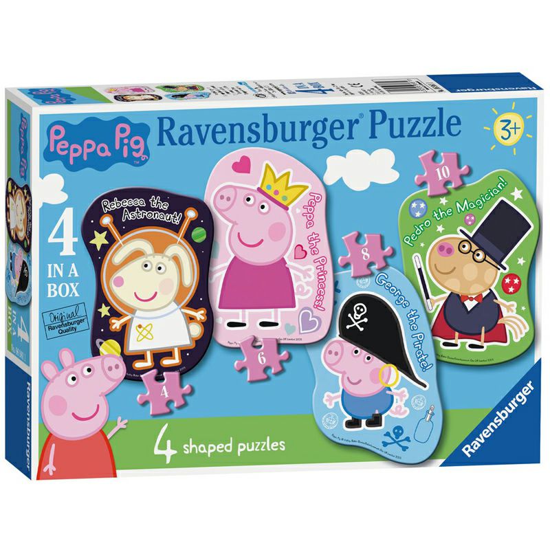 Ravensburger Peppa Pig 4 in a Box Shaped Jigsaw Puzzles (4,6,8,10pc)