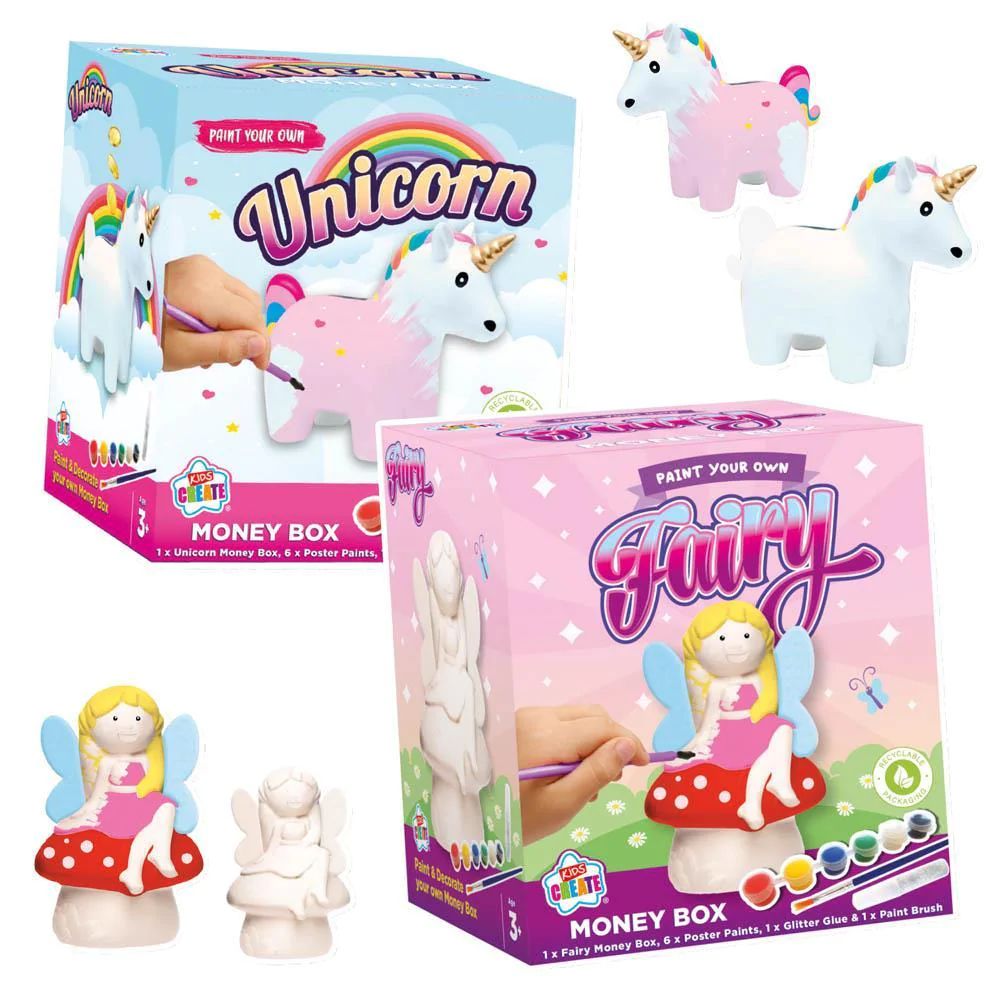 Paint Your Own Fairy or Unicorn Money Box